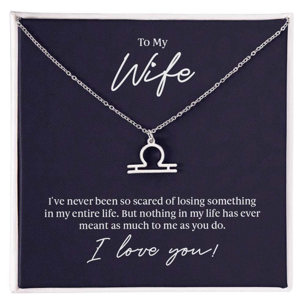 To My Wife Loss Sympathy Libra Zodiac Necklace Silver Tone Standard Box